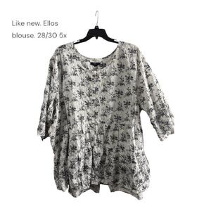 Ellos Women's Black and White Floral Blouse